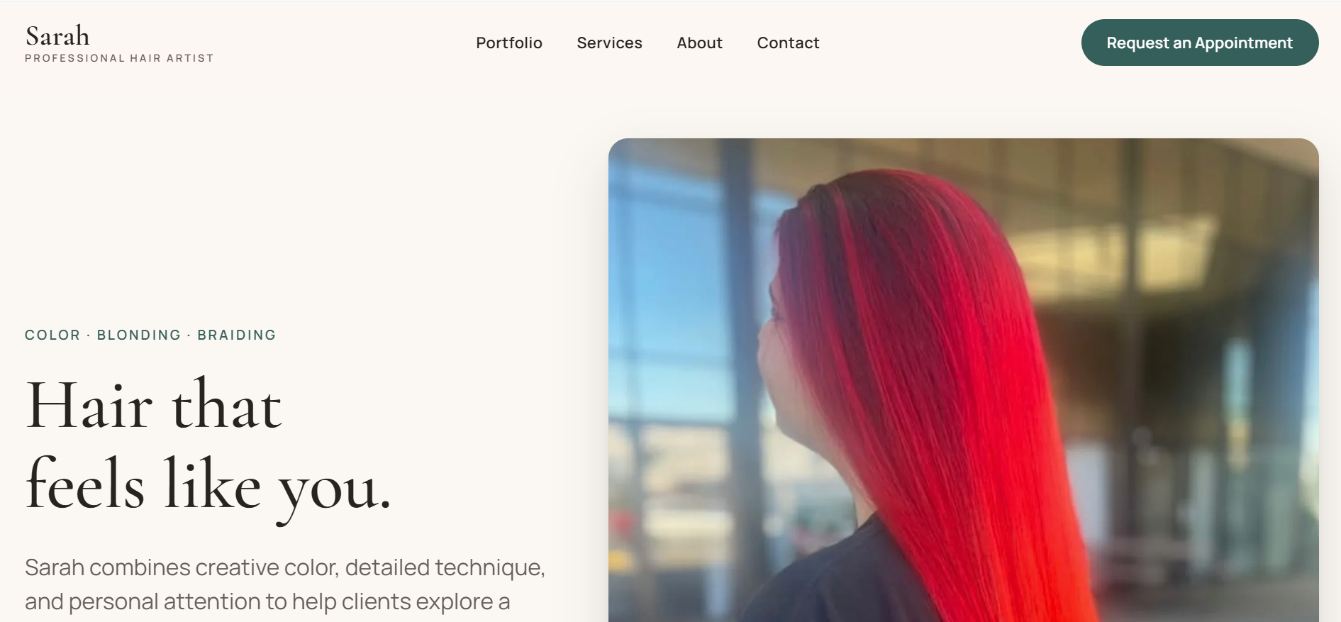 The Sarah Stylz Hair website